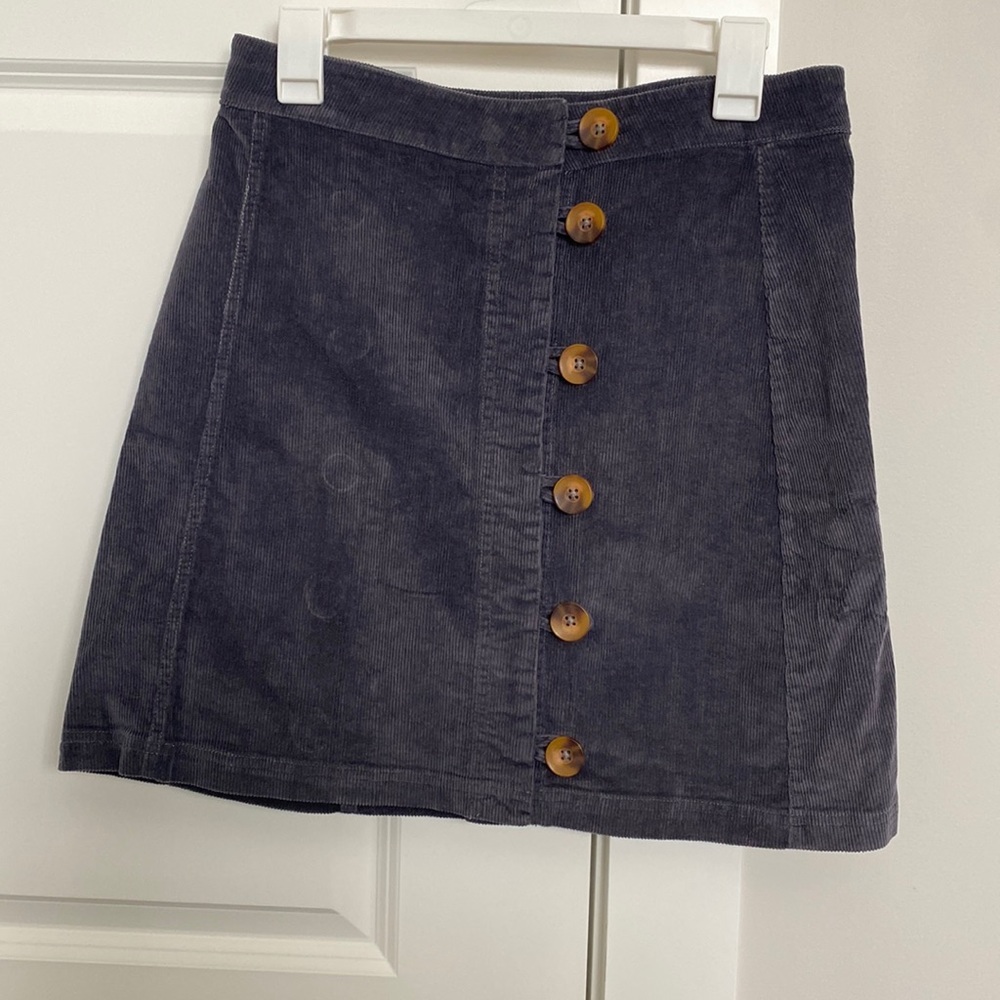 Dark Purple/gray button up mini skirt